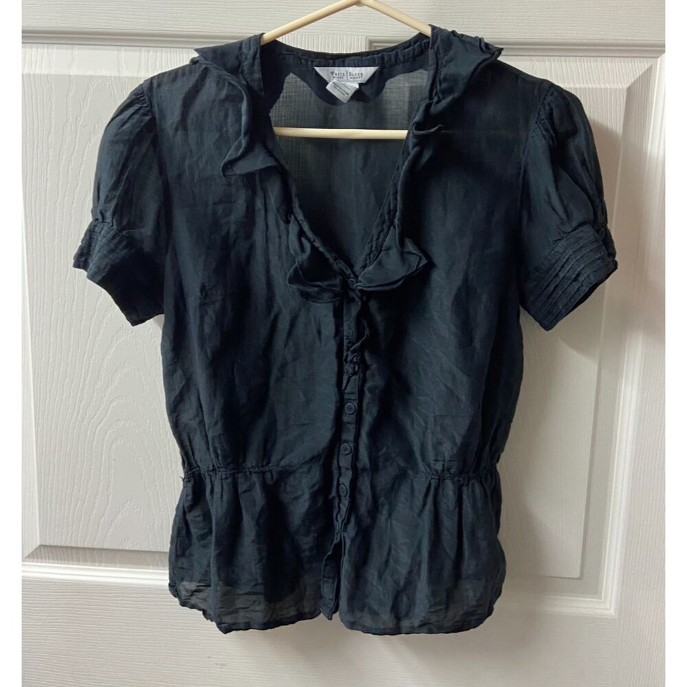 white house black market blouse Chiffon Top Womens Small Party Witchycore V Neck